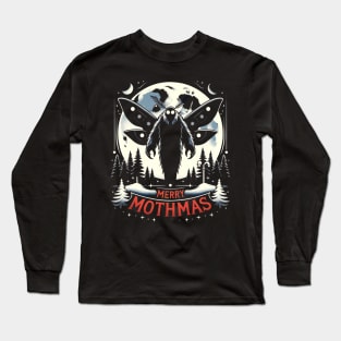 Mothman Christmas, Funny Merry Mothmas, Moth Man Cryptid Meme Long Sleeve T-Shirt